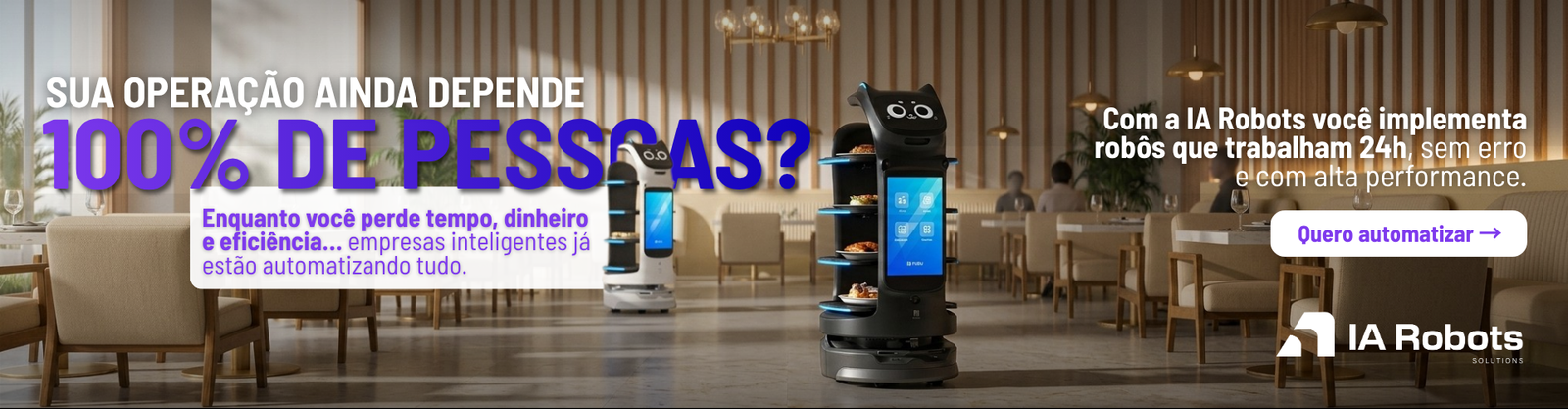 Banner de automação operacional IA Robots