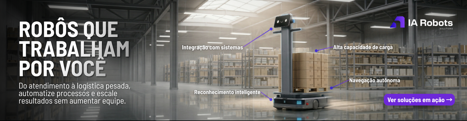 Banner de logística autônoma IA Robots